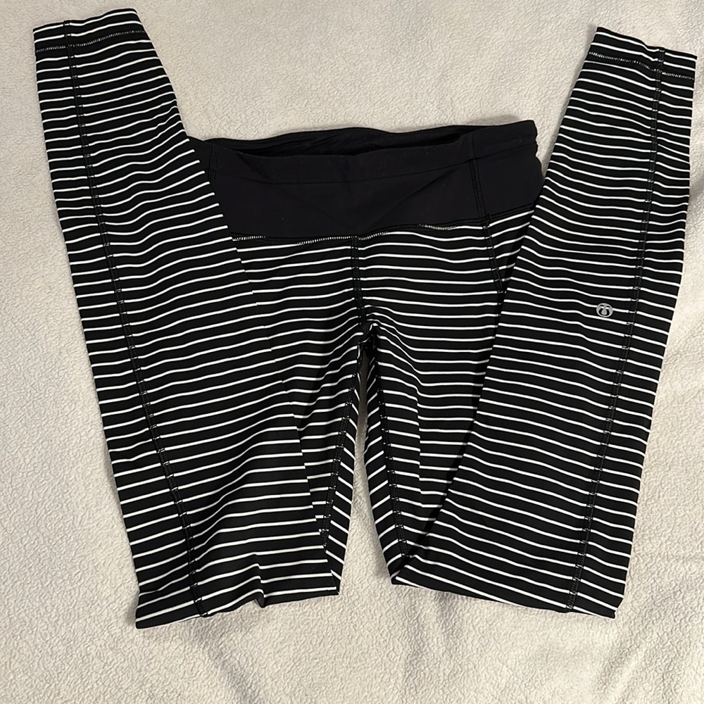 Lululemon black and white stripe leggings